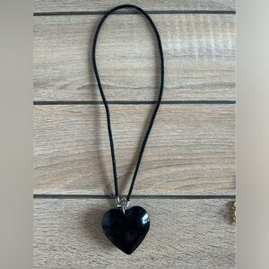 Collier cœur noir. Y2K/ Black heart necklace. Year 2000